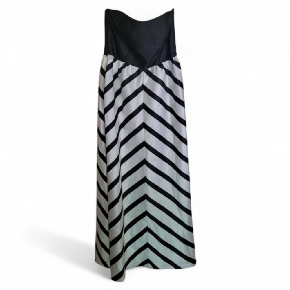 #19 NEW! Alfred Sung 14 Strapless Sweetheart Stripe Dress Gown $242 msrp I24-8